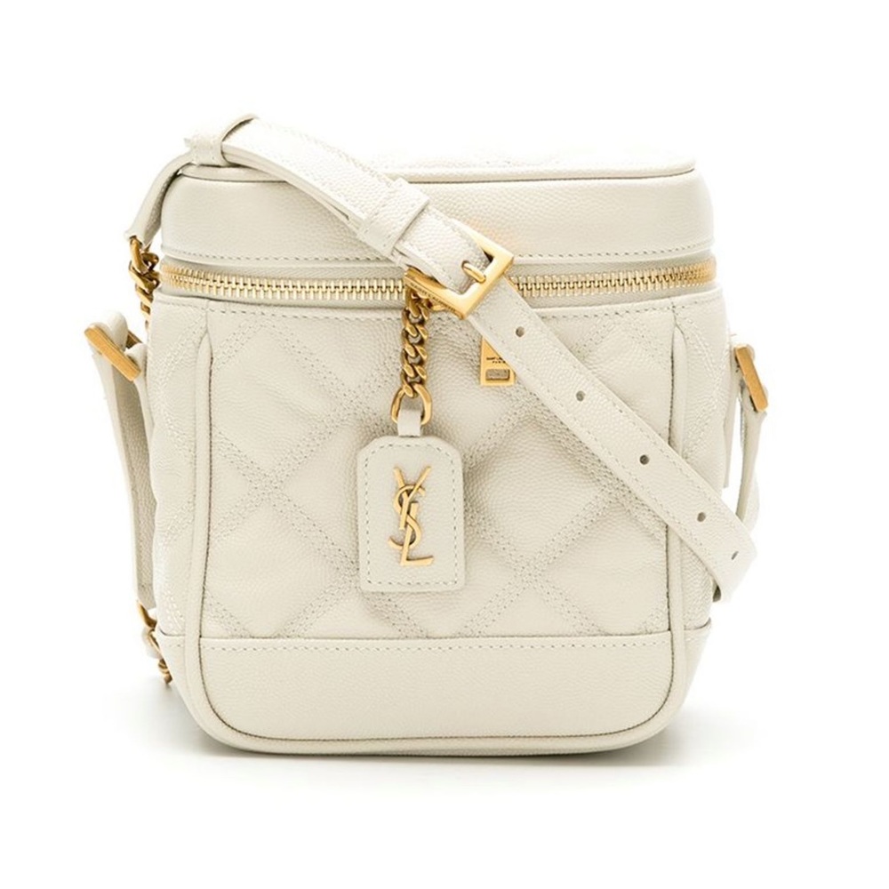 Saint Laurent Cream Crossbody Bag with Gold Accents
